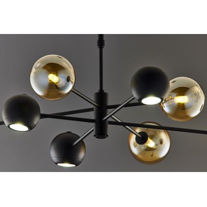 Jupiter 1994 - Chandelier on a pole MOKA 4xGU10/10W/230V + 4xG9/10W/230V black/beige