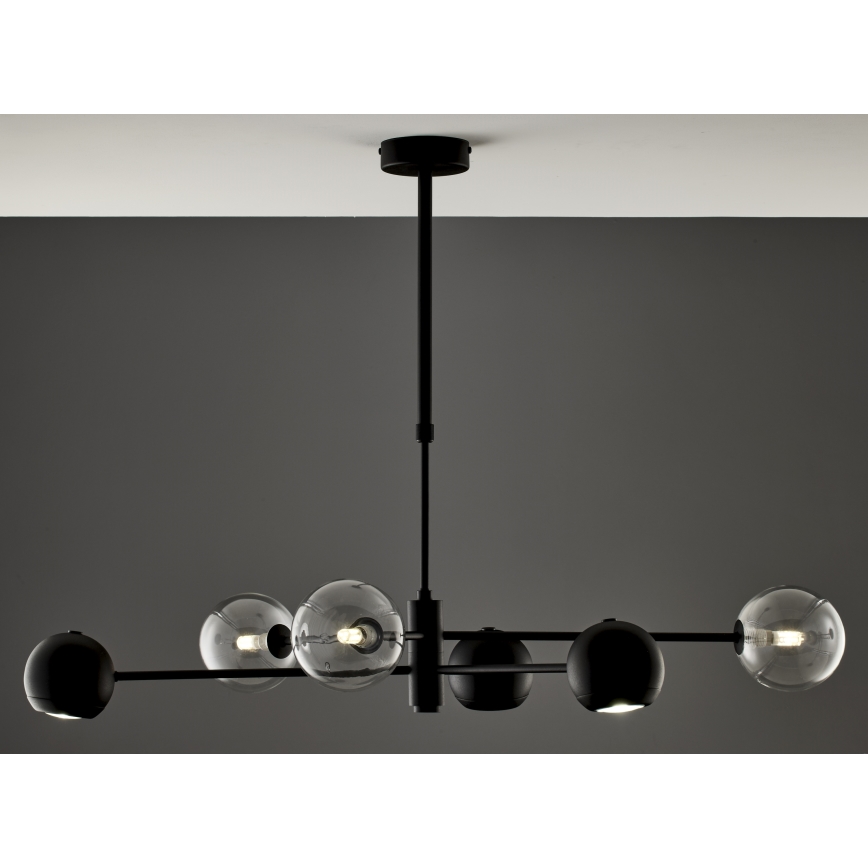 Jupiter 1995 - Chandelier on a pole MOKA 3xGU10/10W/230V + 3xG9/10W/230V black/clear