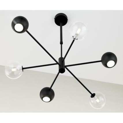 Jupiter 1995 - Chandelier on a pole MOKA 3xGU10/10W/230V + 3xG9/10W/230V black/clear
