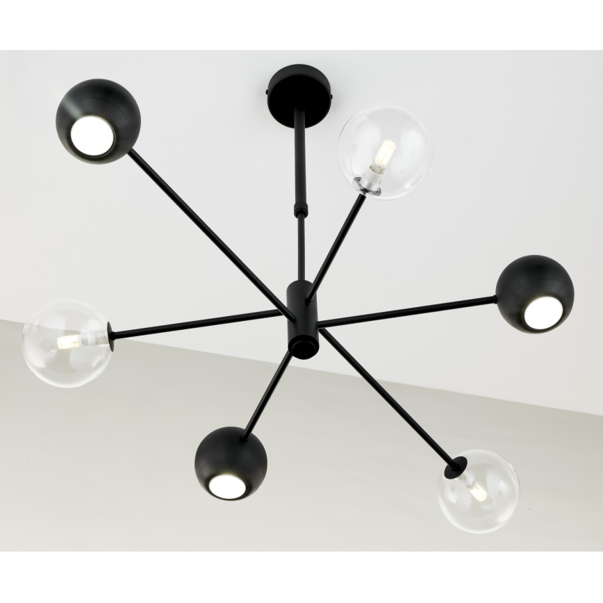 Jupiter 1995 - Chandelier on a pole MOKA 3xGU10/10W/230V + 3xG9/10W/230V black/clear