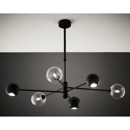 Jupiter 1995 - Chandelier on a pole MOKA 3xGU10/10W/230V + 3xG9/10W/230V black/clear