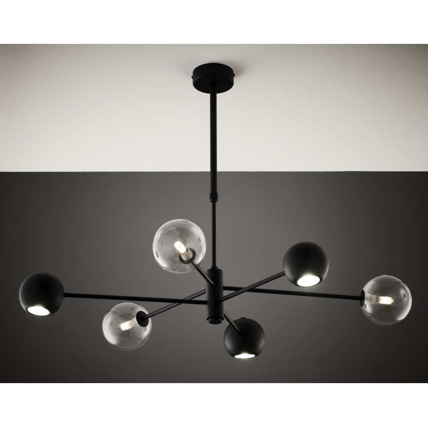 Jupiter 1995 - Chandelier on a pole MOKA 3xGU10/10W/230V + 3xG9/10W/230V black/clear