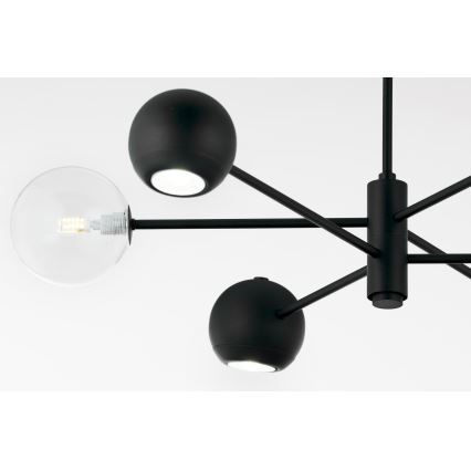 Jupiter 1995 - Chandelier on a pole MOKA 3xGU10/10W/230V + 3xG9/10W/230V black/clear