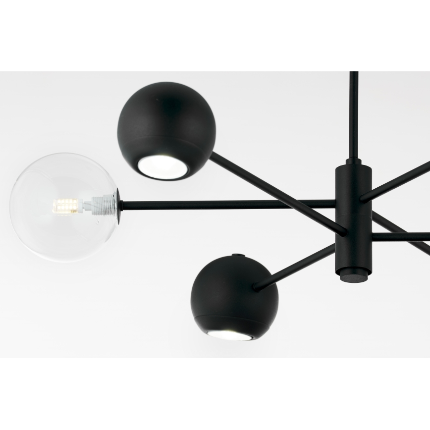 Jupiter 1995 - Chandelier on a pole MOKA 3xGU10/10W/230V + 3xG9/10W/230V black/clear
