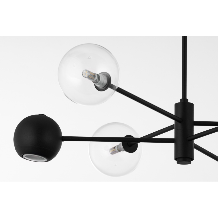 Jupiter 1995 - Chandelier on a pole MOKA 3xGU10/10W/230V + 3xG9/10W/230V black/clear
