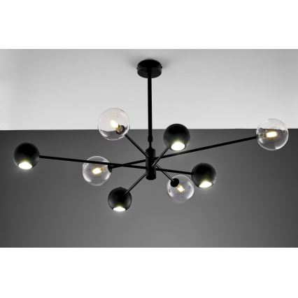 Jupiter 1996 - Chandelier on a pole MOKA 4xGU10/10W/230V + 4xG9/10W/230V black/clear