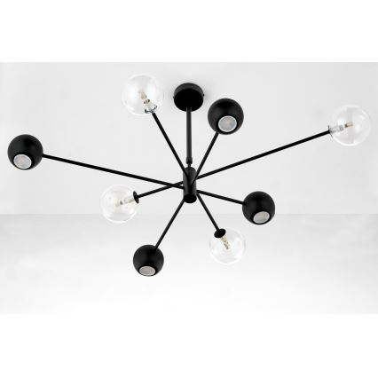 Jupiter 1996 - Chandelier on a pole MOKA 4xGU10/10W/230V + 4xG9/10W/230V black/clear