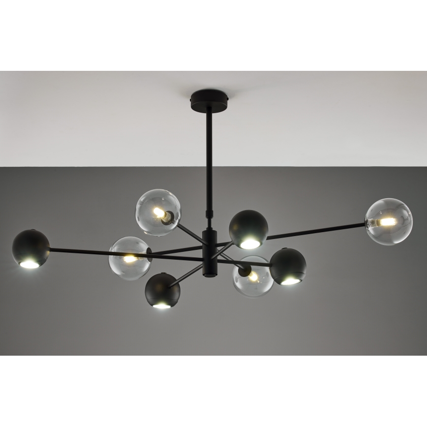 Jupiter 1996 - Chandelier on a pole MOKA 4xGU10/10W/230V + 4xG9/10W/230V black/clear