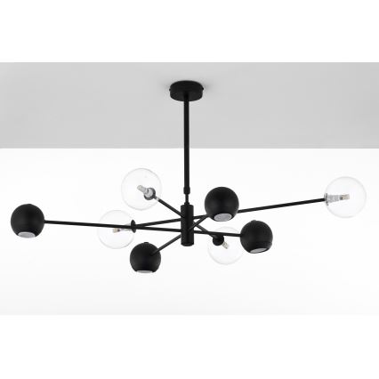 Jupiter 1996 - Chandelier on a pole MOKA 4xGU10/10W/230V + 4xG9/10W/230V black/clear