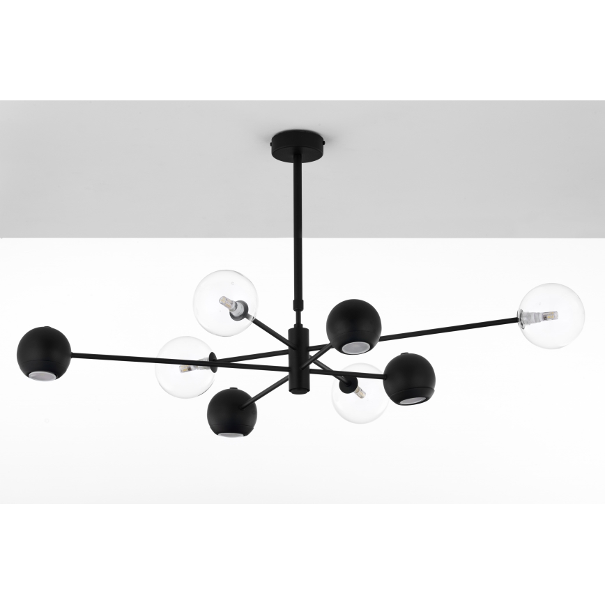 Jupiter 1996 - Chandelier on a pole MOKA 4xGU10/10W/230V + 4xG9/10W/230V black/clear