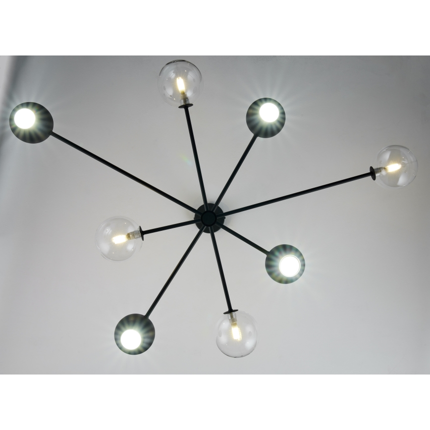 Jupiter 1996 - Chandelier on a pole MOKA 4xGU10/10W/230V + 4xG9/10W/230V black/clear