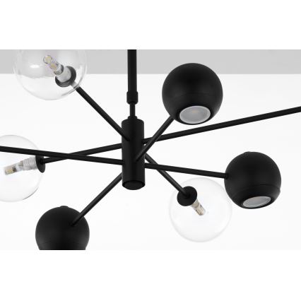 Jupiter 1996 - Chandelier on a pole MOKA 4xGU10/10W/230V + 4xG9/10W/230V black/clear
