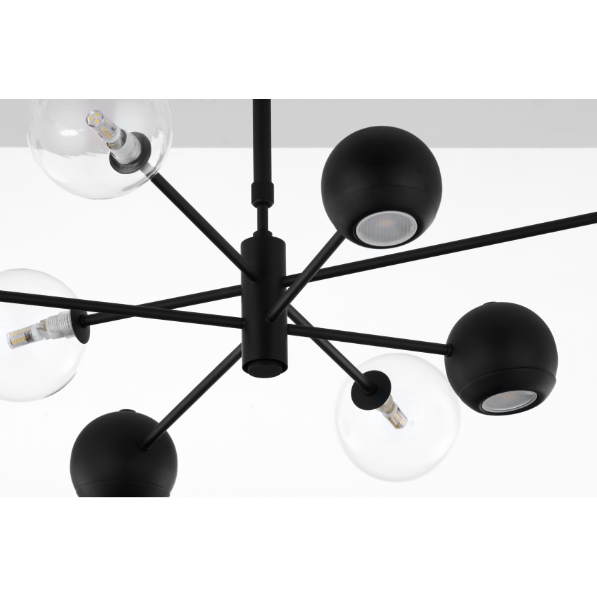 Jupiter 1996 - Chandelier on a pole MOKA 4xGU10/10W/230V + 4xG9/10W/230V black/clear