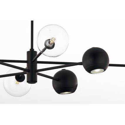 Jupiter 1996 - Chandelier on a pole MOKA 4xGU10/10W/230V + 4xG9/10W/230V black/clear