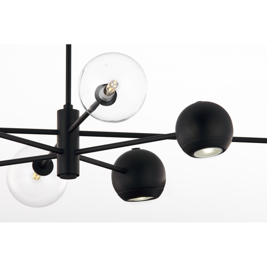 Jupiter 1996 - Chandelier on a pole MOKA 4xGU10/10W/230V + 4xG9/10W/230V black/clear
