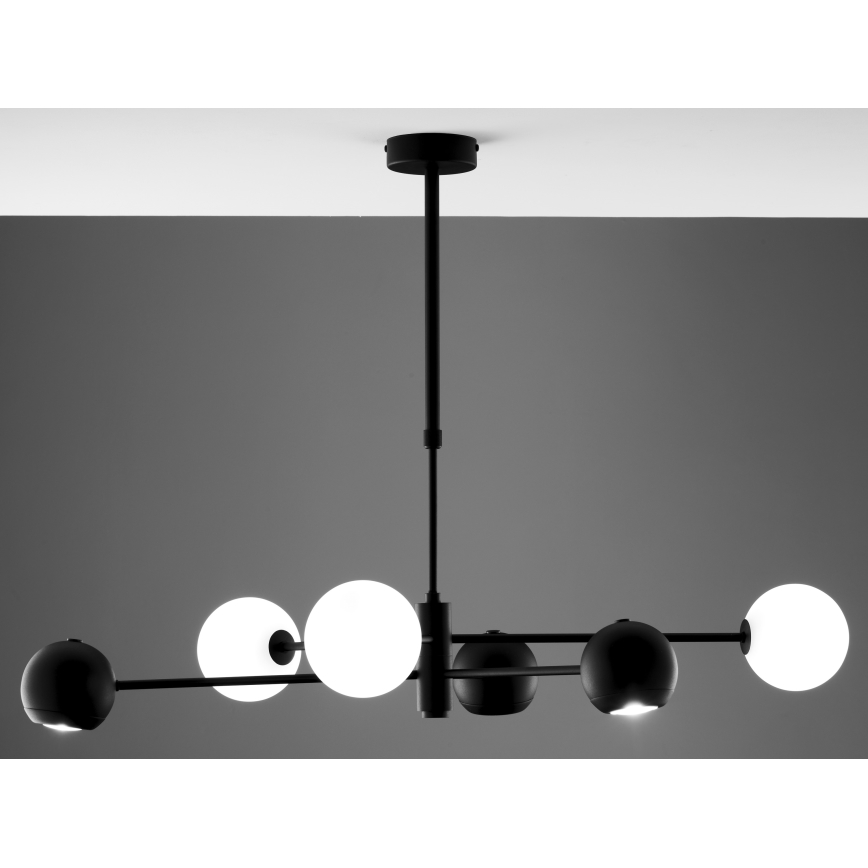 Jupiter 1997 - Chandelier on a pole MOKA 3xGU10/10W/230V + 3xG9/10W/230V black/white