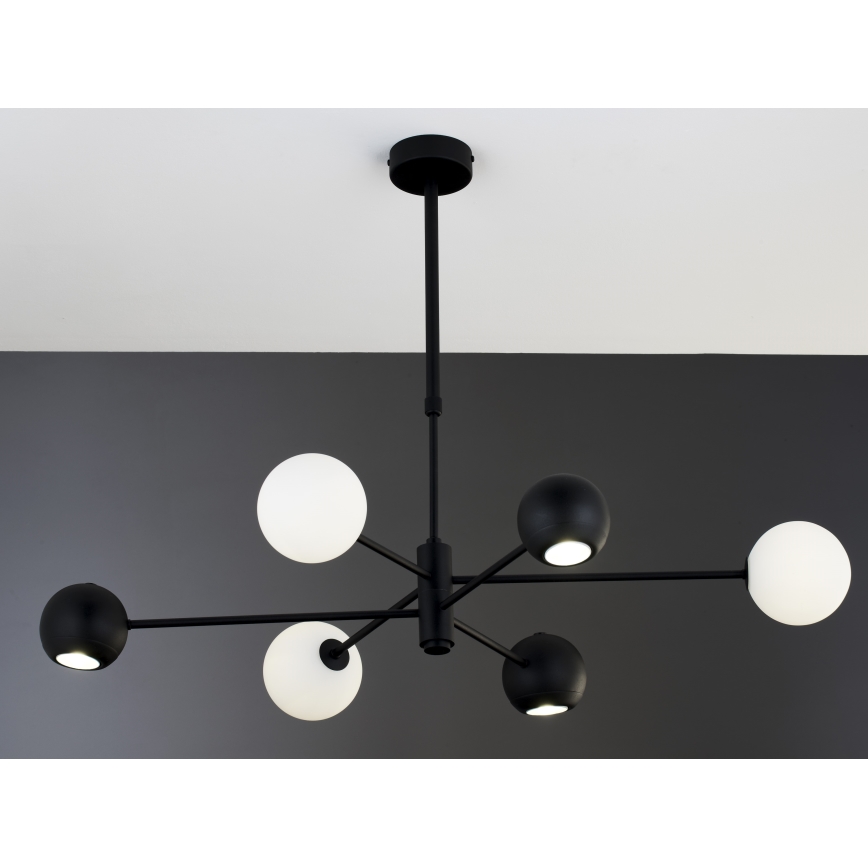 Jupiter 1997 - Chandelier on a pole MOKA 3xGU10/10W/230V + 3xG9/10W/230V black/white