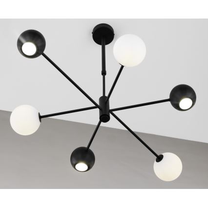 Jupiter 1997 - Chandelier on a pole MOKA 3xGU10/10W/230V + 3xG9/10W/230V black/white