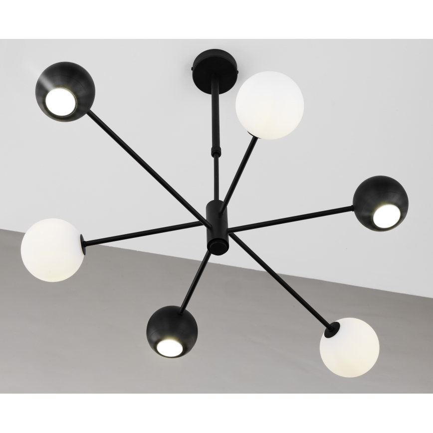 Jupiter 1997 - Chandelier on a pole MOKA 3xGU10/10W/230V + 3xG9/10W/230V black/white
