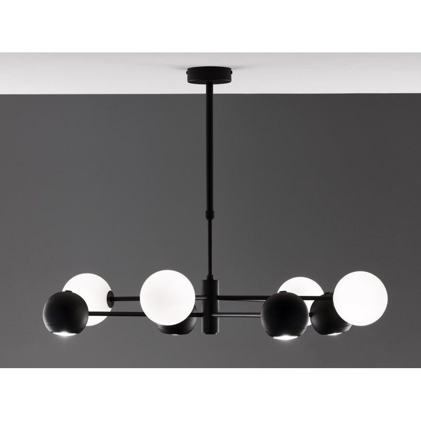 Jupiter 1998 - Chandelier on a pole MOKA 4xGU10/10W/230V + 4xG9/10W/230V black/white
