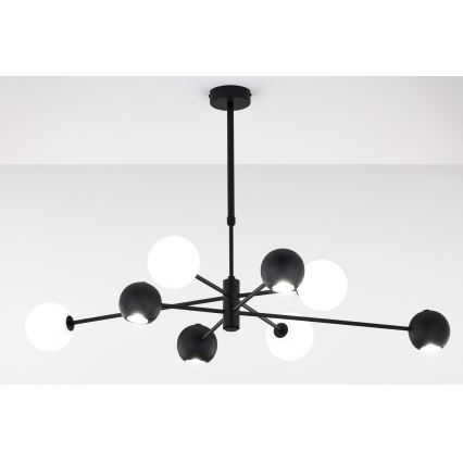 Jupiter 1998 - Chandelier on a pole MOKA 4xGU10/10W/230V + 4xG9/10W/230V black/white