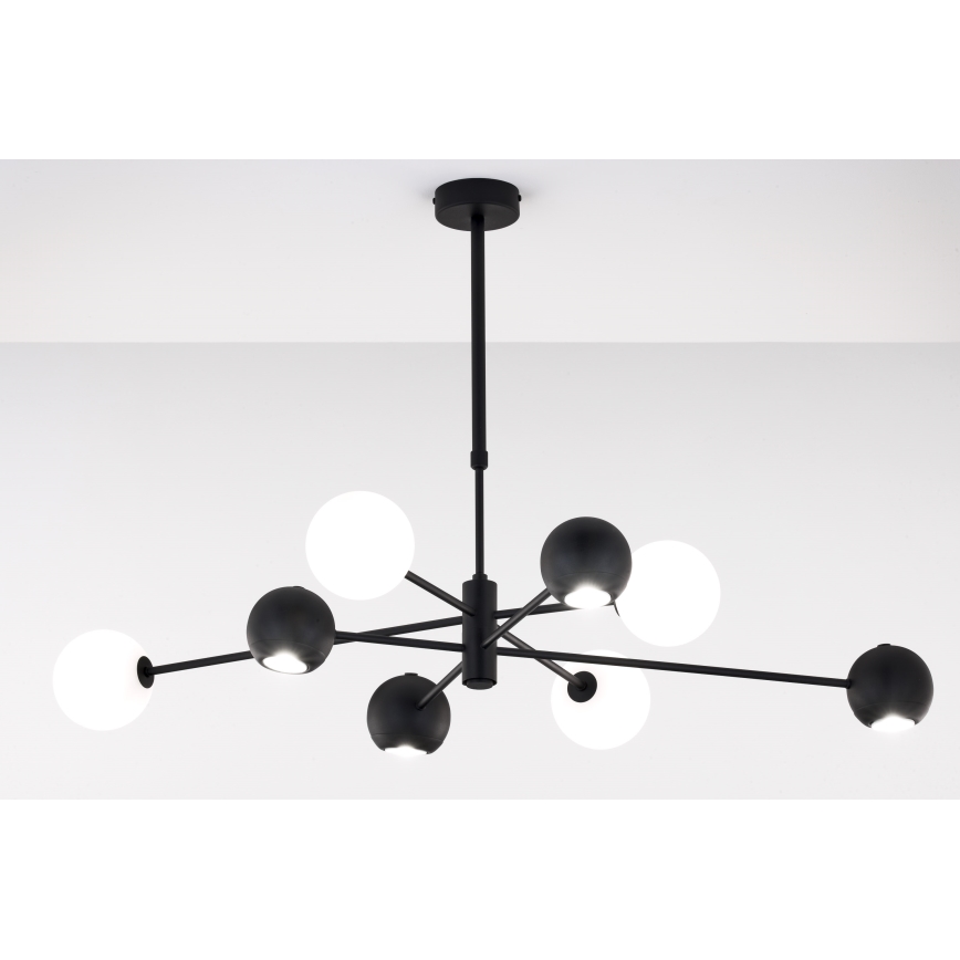Jupiter 1998 - Chandelier on a pole MOKA 4xGU10/10W/230V + 4xG9/10W/230V black/white