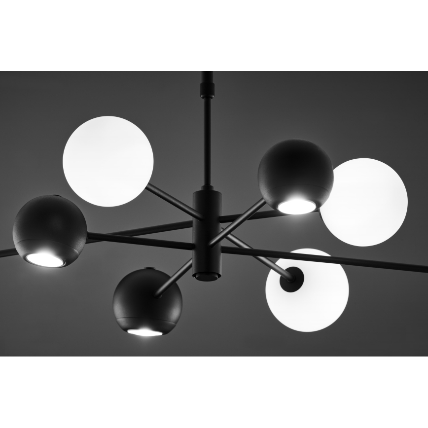 Jupiter 1998 - Chandelier on a pole MOKA 4xGU10/10W/230V + 4xG9/10W/230V black/white