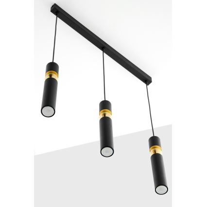 Jupiter 2004 - Chandelier on a string ALAS 3xGU10/10W/230V black/gold