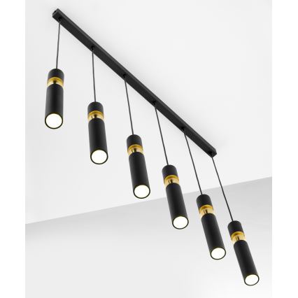 Jupiter 2005 - Chandelier on a string ALAS 6xGU10/10W/230V black/gold