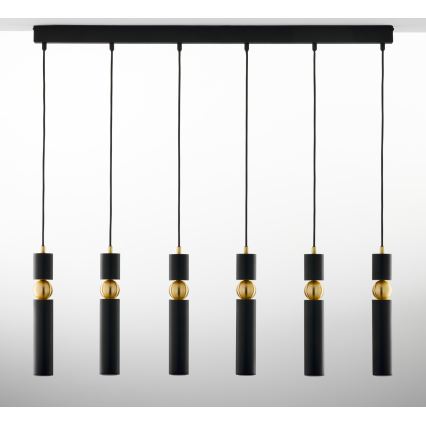 Jupiter 2005 - Chandelier on a string ALAS 6xGU10/10W/230V black/gold