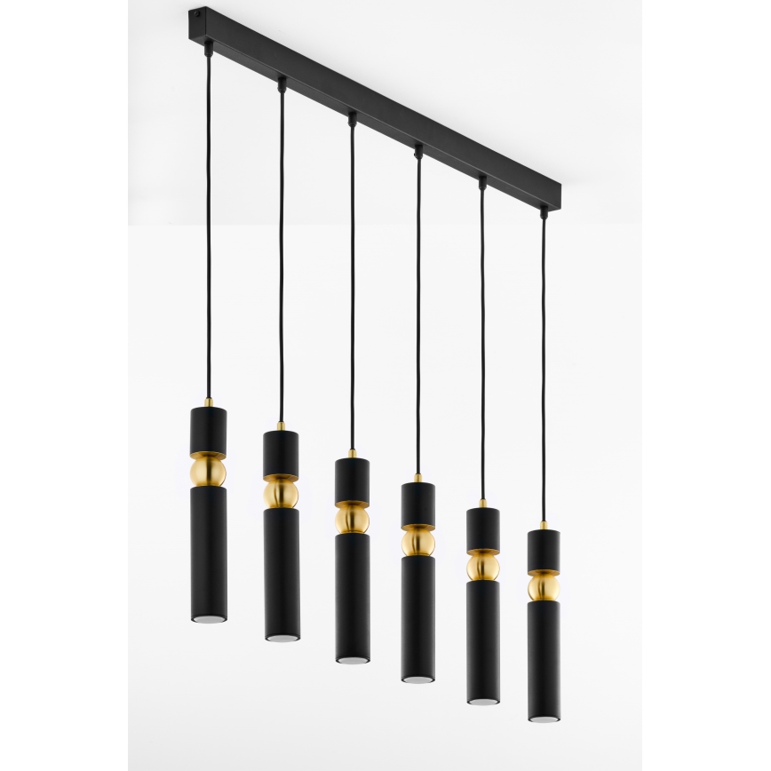 Jupiter 2005 - Chandelier on a string ALAS 6xGU10/10W/230V black/gold