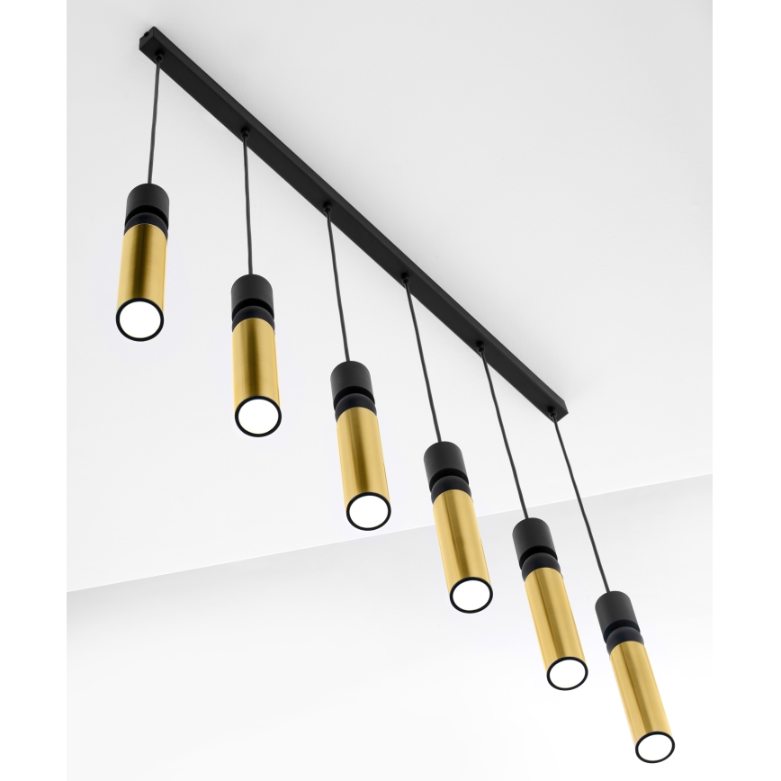Jupiter 2008 - Chandelier on a string ALAS 6xGU10/10W/230V gold/black