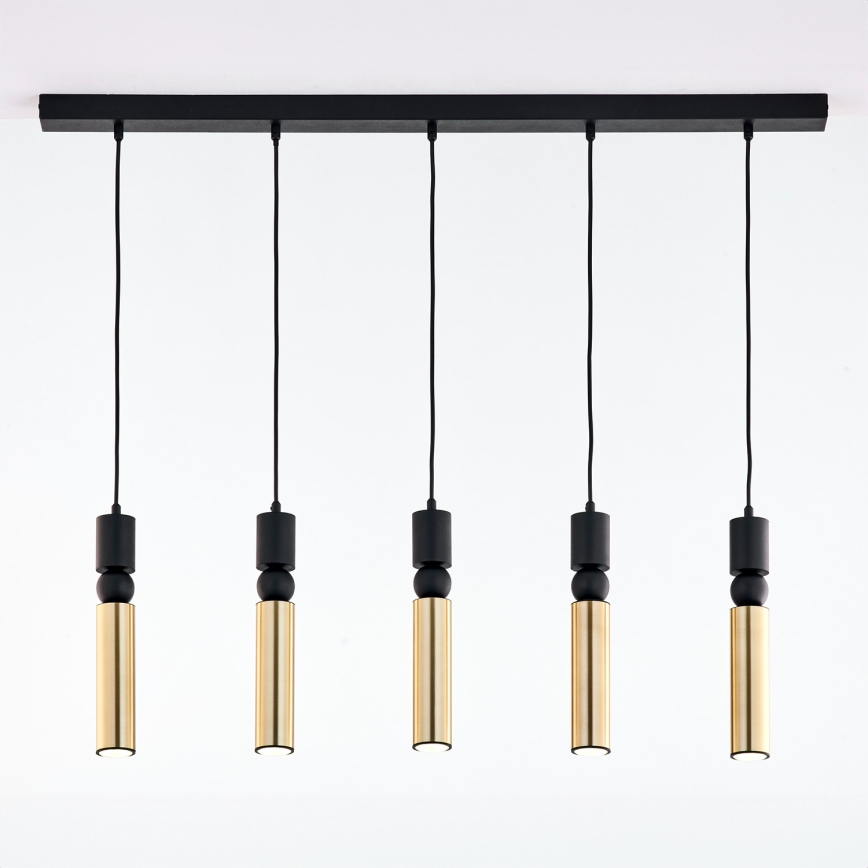 Jupiter 2012 - Chandelier on a string ALAS 5xGU10/10W/230V black/gold