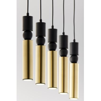 Jupiter 2012 - Chandelier on a string ALAS 5xGU10/10W/230V black/gold