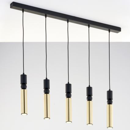 Jupiter 2012 - Chandelier on a string ALAS 5xGU10/10W/230V black/gold