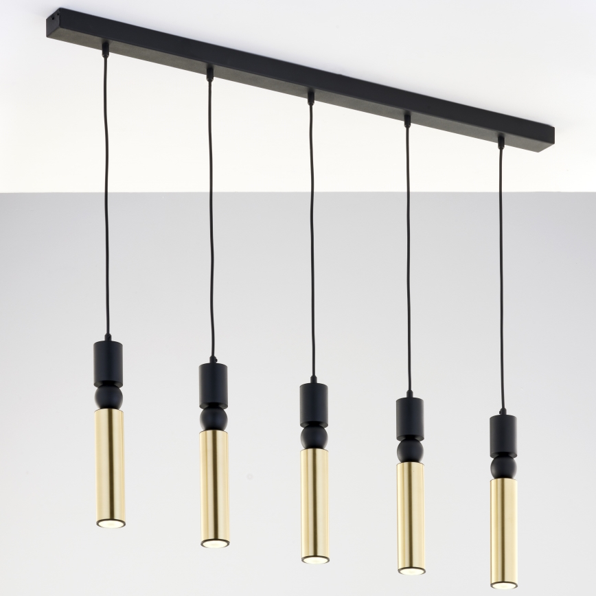 Jupiter 2012 - Chandelier on a string ALAS 5xGU10/10W/230V black/gold