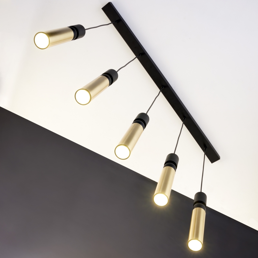 Jupiter 2012 - Chandelier on a string ALAS 5xGU10/10W/230V black/gold