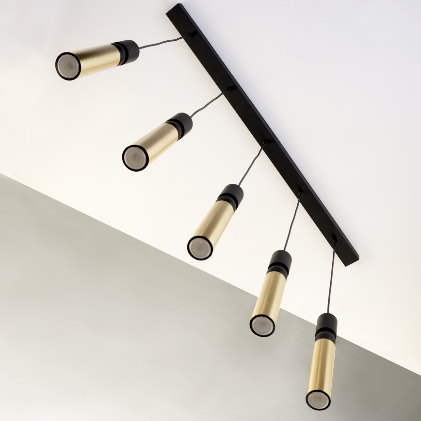 Jupiter 2012 - Chandelier on a string ALAS 5xGU10/10W/230V black/gold