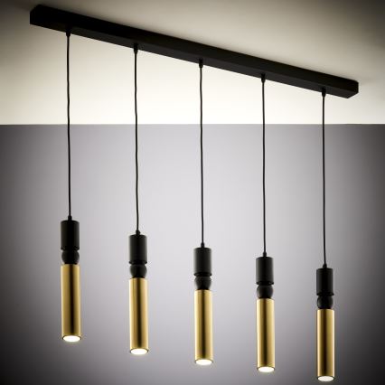 Jupiter 2012 - Chandelier on a string ALAS 5xGU10/10W/230V black/gold