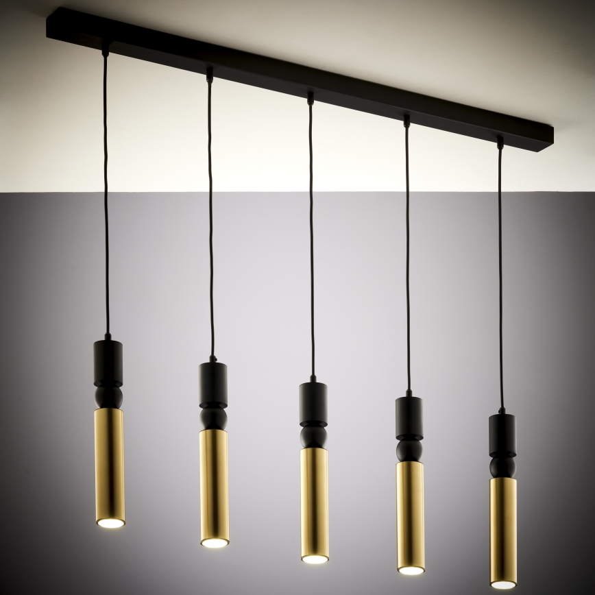 Jupiter 2012 - Chandelier on a string ALAS 5xGU10/10W/230V black/gold