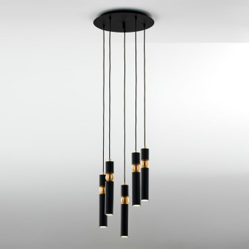 Jupiter 2014 - Chandelier on a string ALAS 5xGU10/10W/230V black/gold