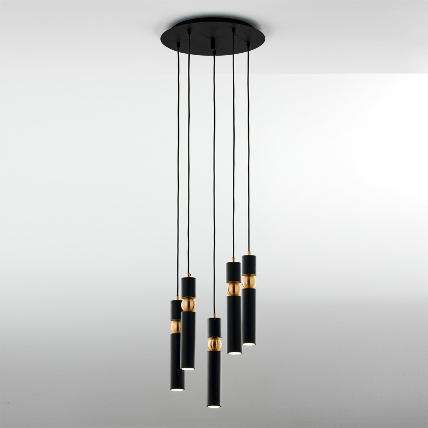 Jupiter 2014 - Chandelier on a string ALAS 5xGU10/10W/230V black/gold