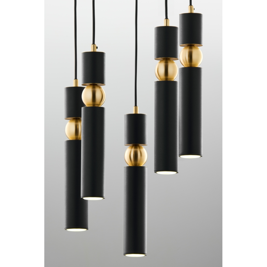 Jupiter 2014 - Chandelier on a string ALAS 5xGU10/10W/230V black/gold