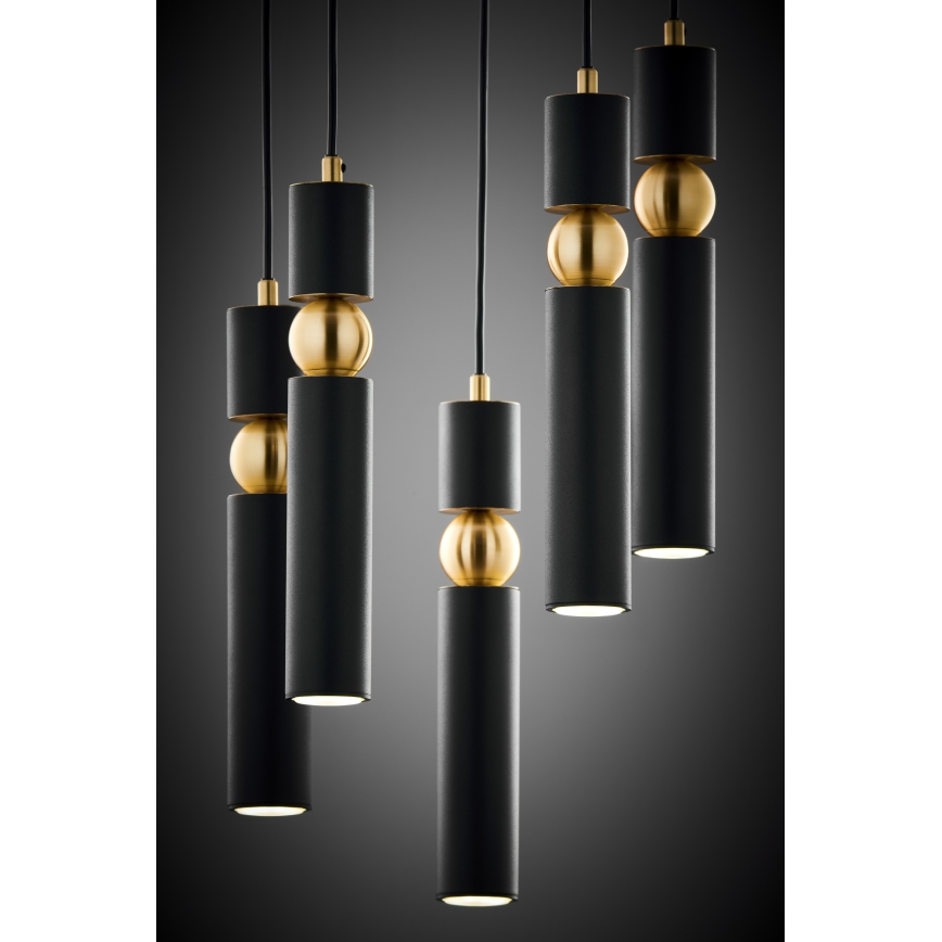 Jupiter 2014 - Chandelier on a string ALAS 5xGU10/10W/230V black/gold
