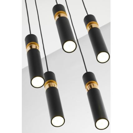 Jupiter 2014 - Chandelier on a string ALAS 5xGU10/10W/230V black/gold