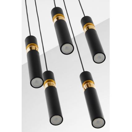 Jupiter 2014 - Chandelier on a string ALAS 5xGU10/10W/230V black/gold