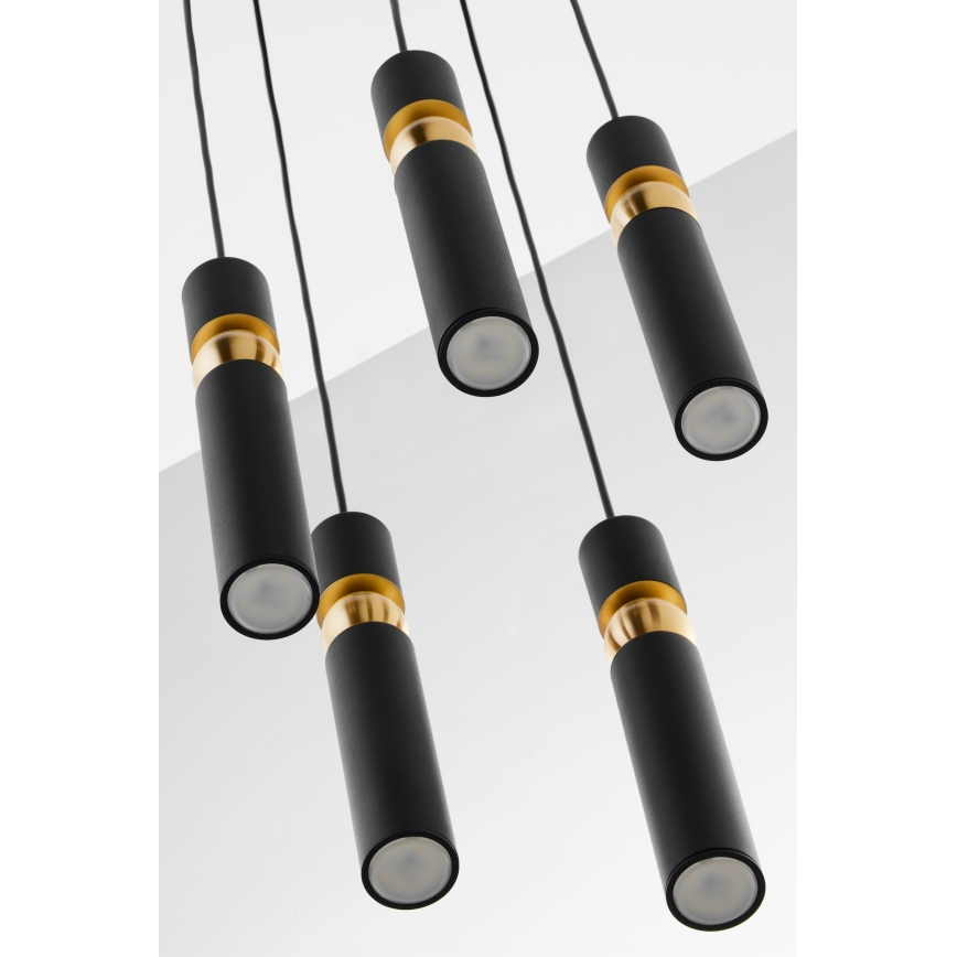 Jupiter 2014 - Chandelier on a string ALAS 5xGU10/10W/230V black/gold