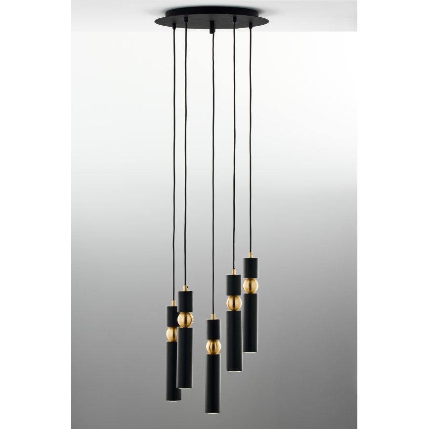 Jupiter 2014 - Chandelier on a string ALAS 5xGU10/10W/230V black/gold