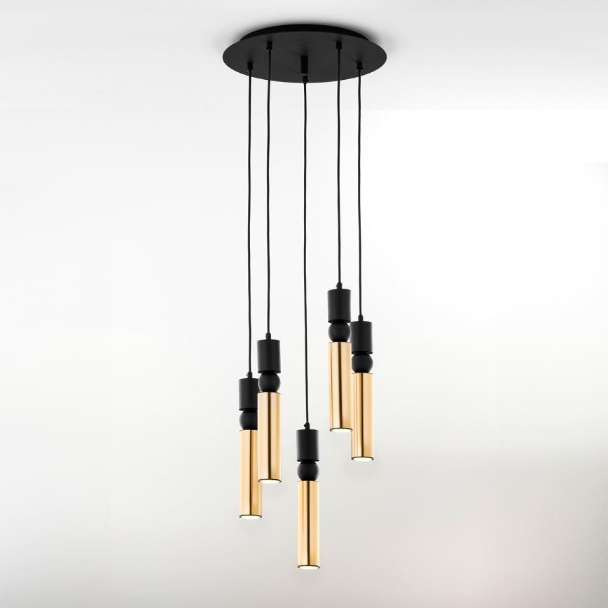 Jupiter 2017 - Chandelier on a string ALAS 5xGU10/10W/230V gold/black
