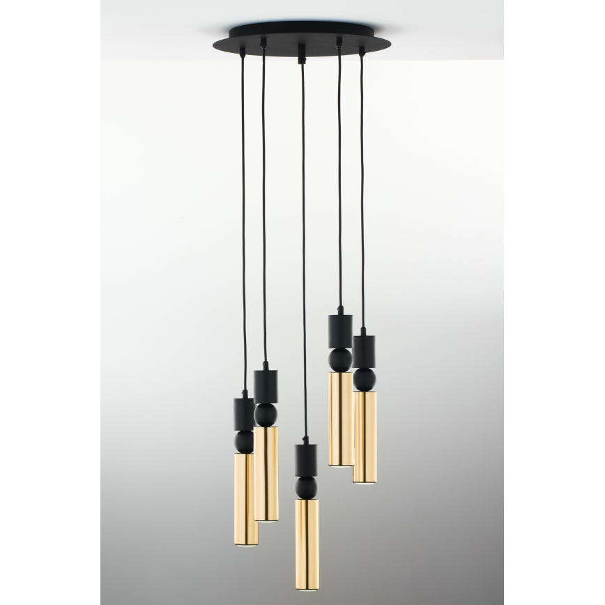 Jupiter 2017 - Chandelier on a string ALAS 5xGU10/10W/230V gold/black